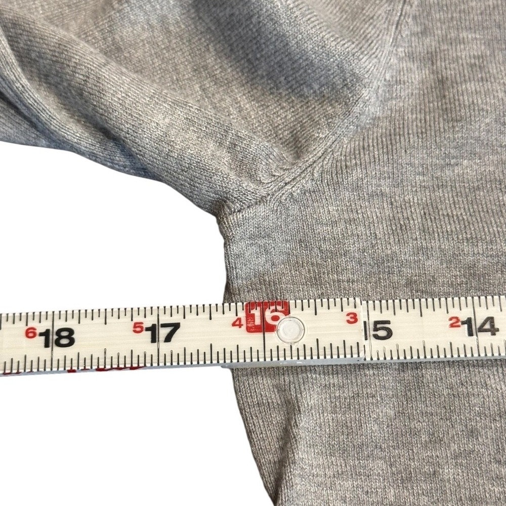 Philosophy Sweater Women Medium Gray Crewneck Back Zipper 3/4 Sleeve Pullover - Picture 5 of 6